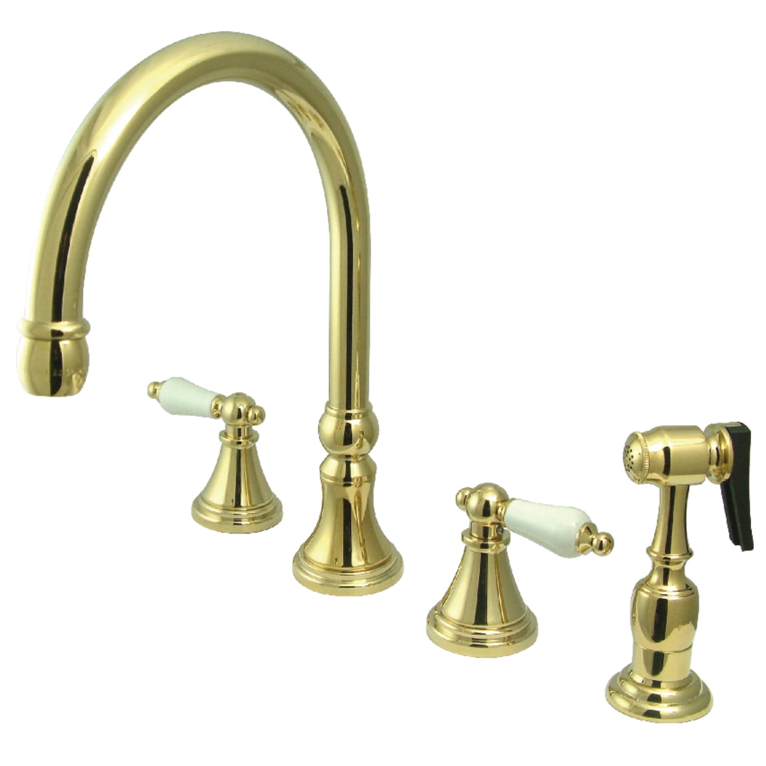 Kingston Brass KS2798PLBS Governor Deck Mount Kitchen Faucet with Brass Sprayer, 8-1/4-Inch, Satin Nickel by Kingston Brass Kingston Brass KS2798PLBS Governor Deck Mount Kitchen Faucet with