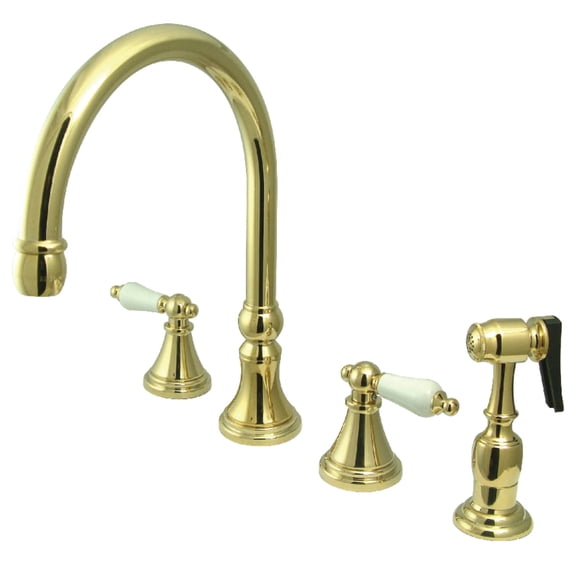 Kingston Brass Governor 8" Deck Mount Kitchen Faucet with Brass Sprayer