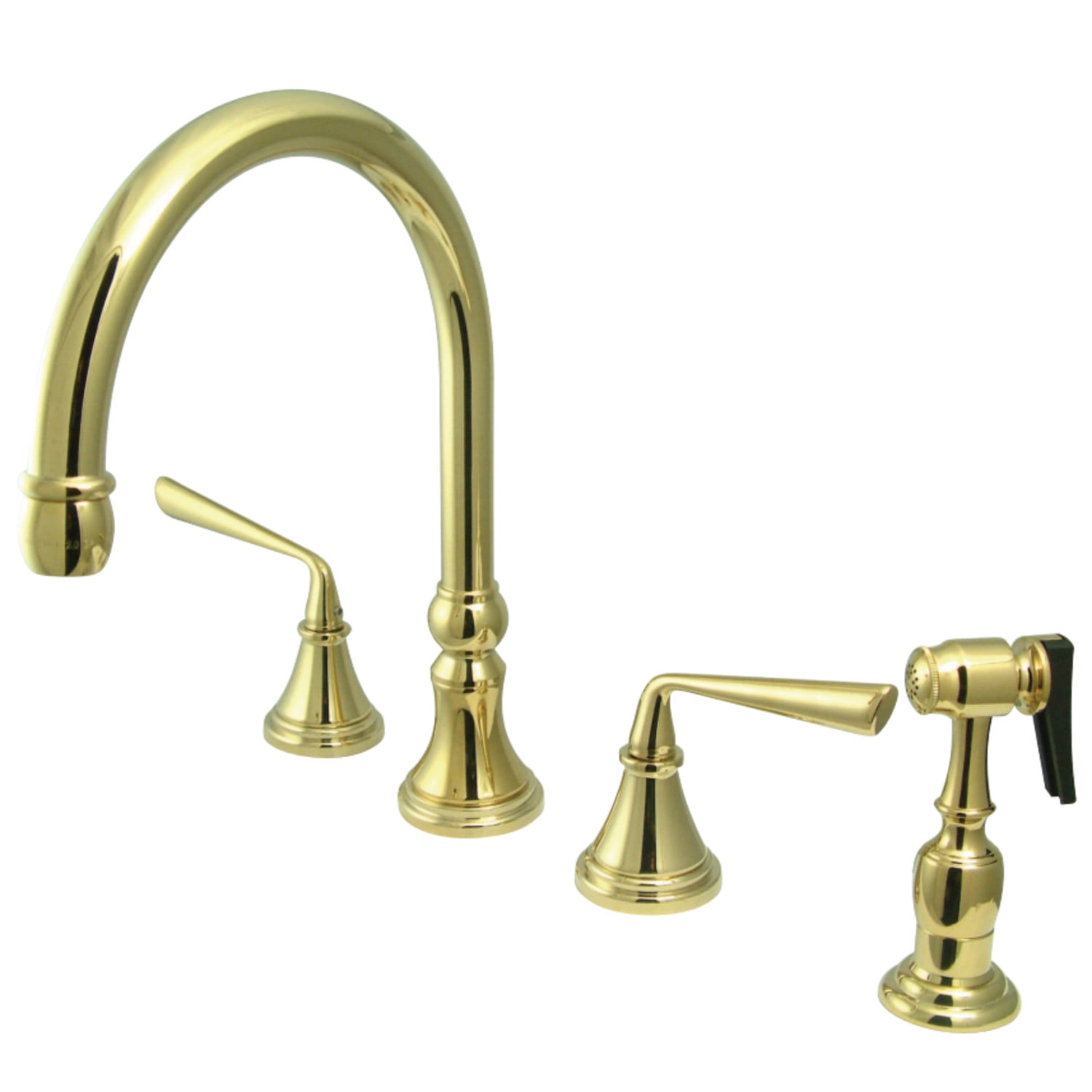 Kingston Brass KS2792ZLBS Widespread Kitchen Faucet, Polished Brass
