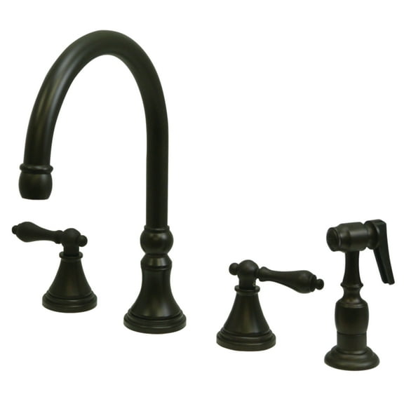 Kingston Brass KS2795ALBS Governor Double-Handle 4-Hole Widespread Kitchen Faucet with Brass Sprayer in Oil Rubbed Bronze