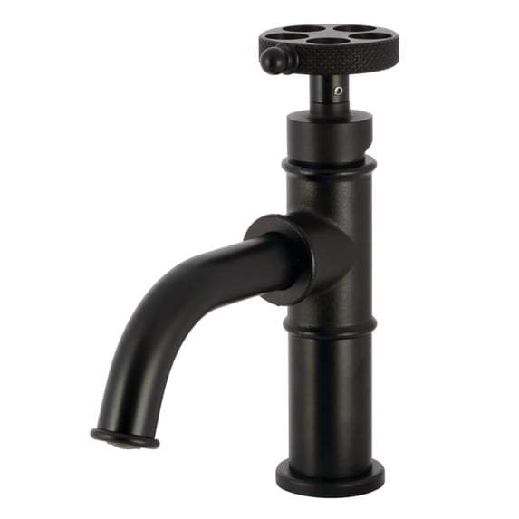 Kingston Brass KS2820RKX Webb One-Handle Single-Hole Bathroom Faucet with Knurled Handle and Push Pop-Up Drain, Matte Black