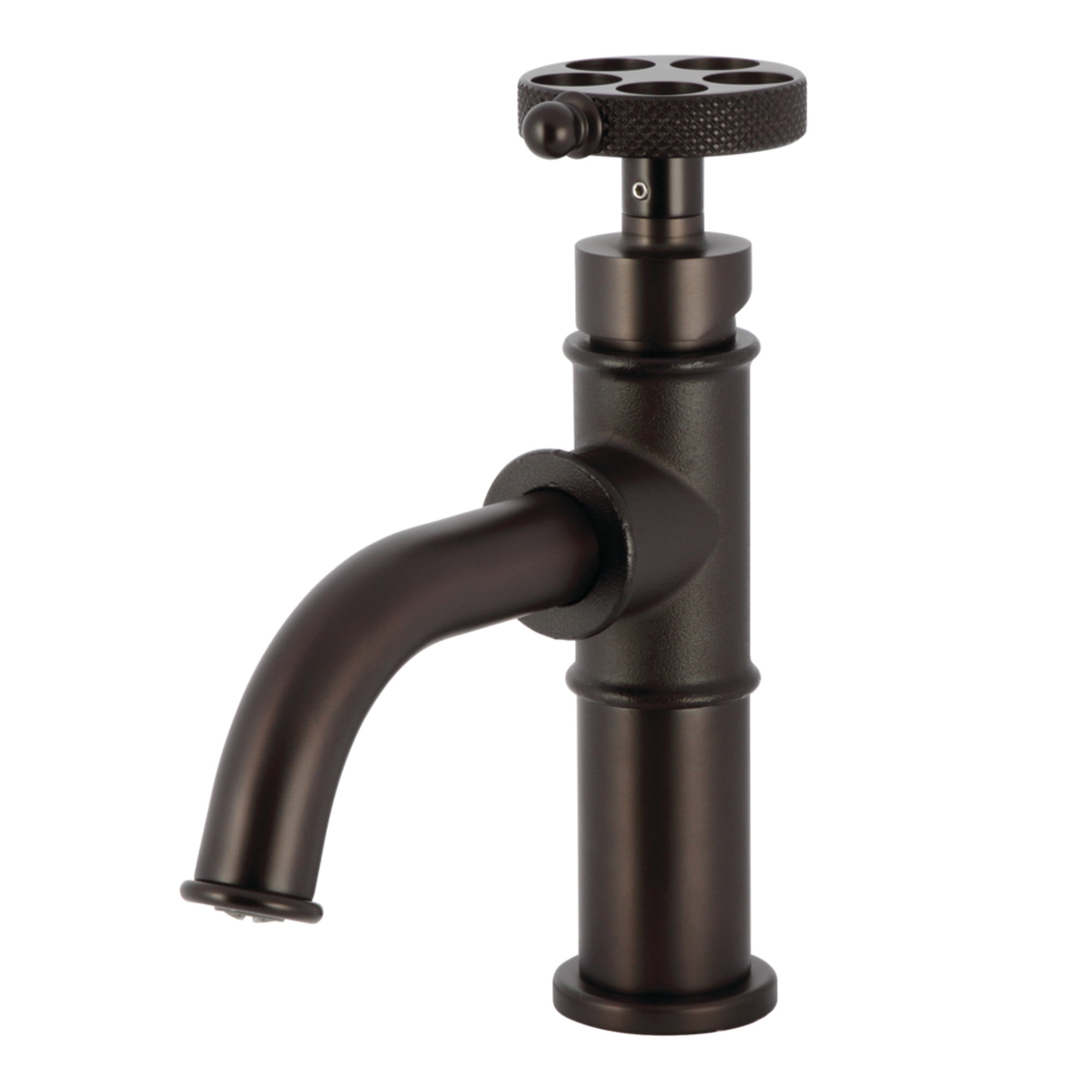 Kingston Brass KS2825RKX Webb One-Handle Single-Hole Bathroom Faucet with Knurled Handle and Push Pop-Up Drain, Oil Rubbed Bronze