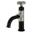 thumbnail image 1 of Kingston Brass KS2828RKX Webb One-Handle Single-Hole Bathroom Faucet with Knurled Handle and Push Pop-Up Drain, Matte Black/Brushed Nickel, 1 of 4