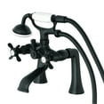 thumbnail image 1 of Kingston Brass KS288MB Essex 7" Center Deck-Mount Clawfoot Tub Faucet with Hand Shower, Matte Black, 1 of 5
