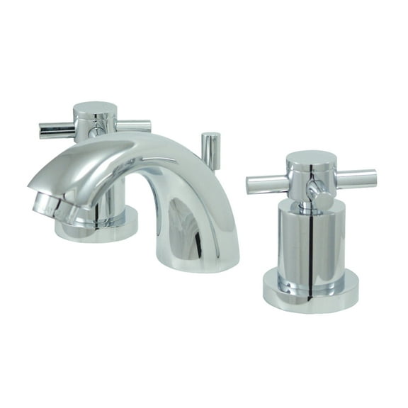 Two Handle 4" to 8" Mini Widespread Lavatory Faucet with Brass Pop-up