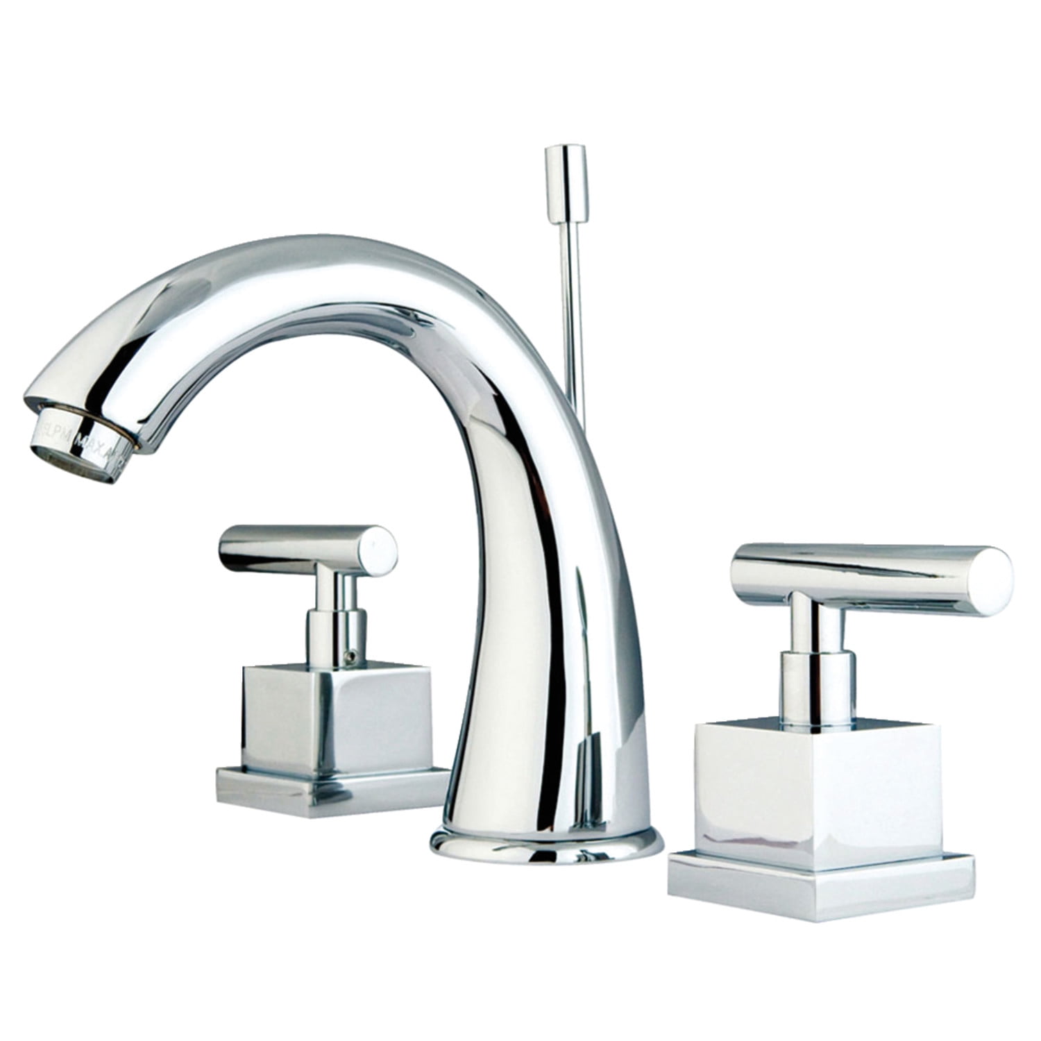 Polished Chrome Modern Widespread Bathroom Faucet with Drain