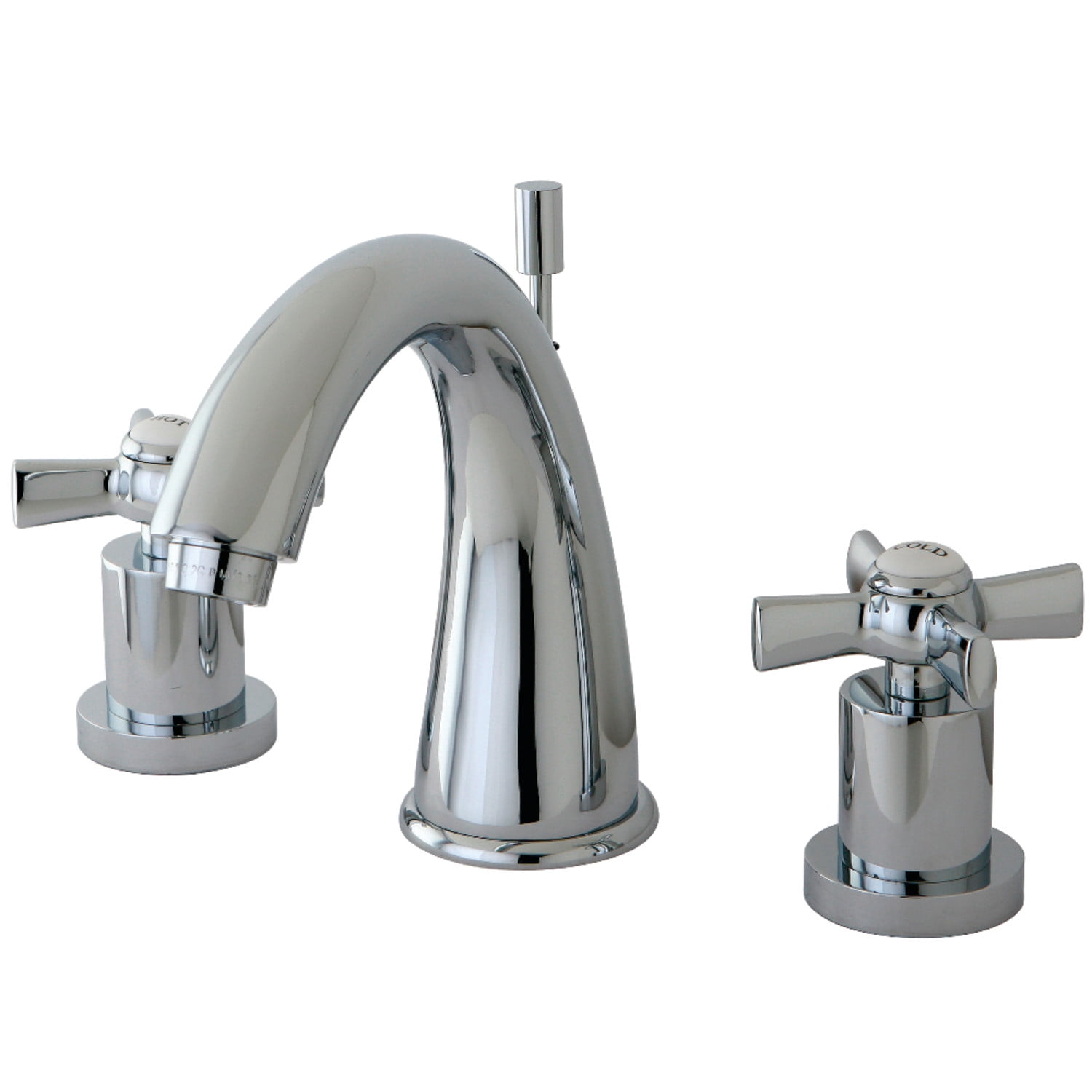 Polished Chrome 8-Inch Widespread Bathroom Faucet with Cross Handles