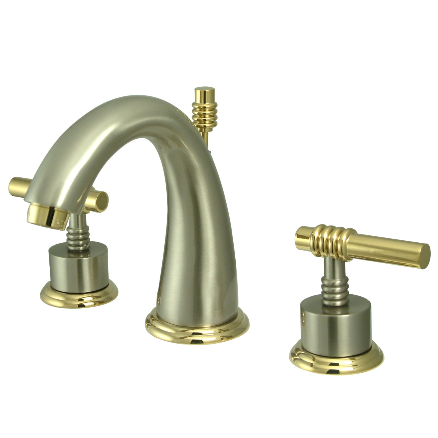 Kingston Brass Milano Two Handle 8" to 16" Widespread Lavatory Faucet with Brass Pop-up