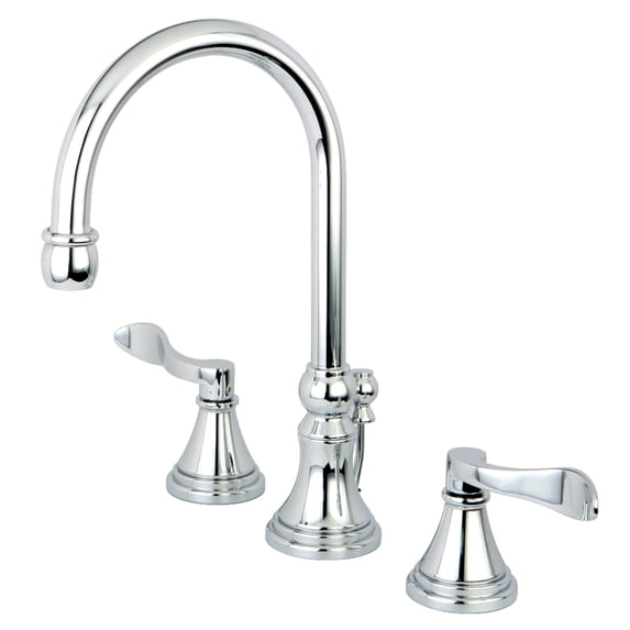 Kingston Brass KS2981DFL NuFrench Widespread Bathroom Faucet with Brass Pop-Up, Polished Chrome
