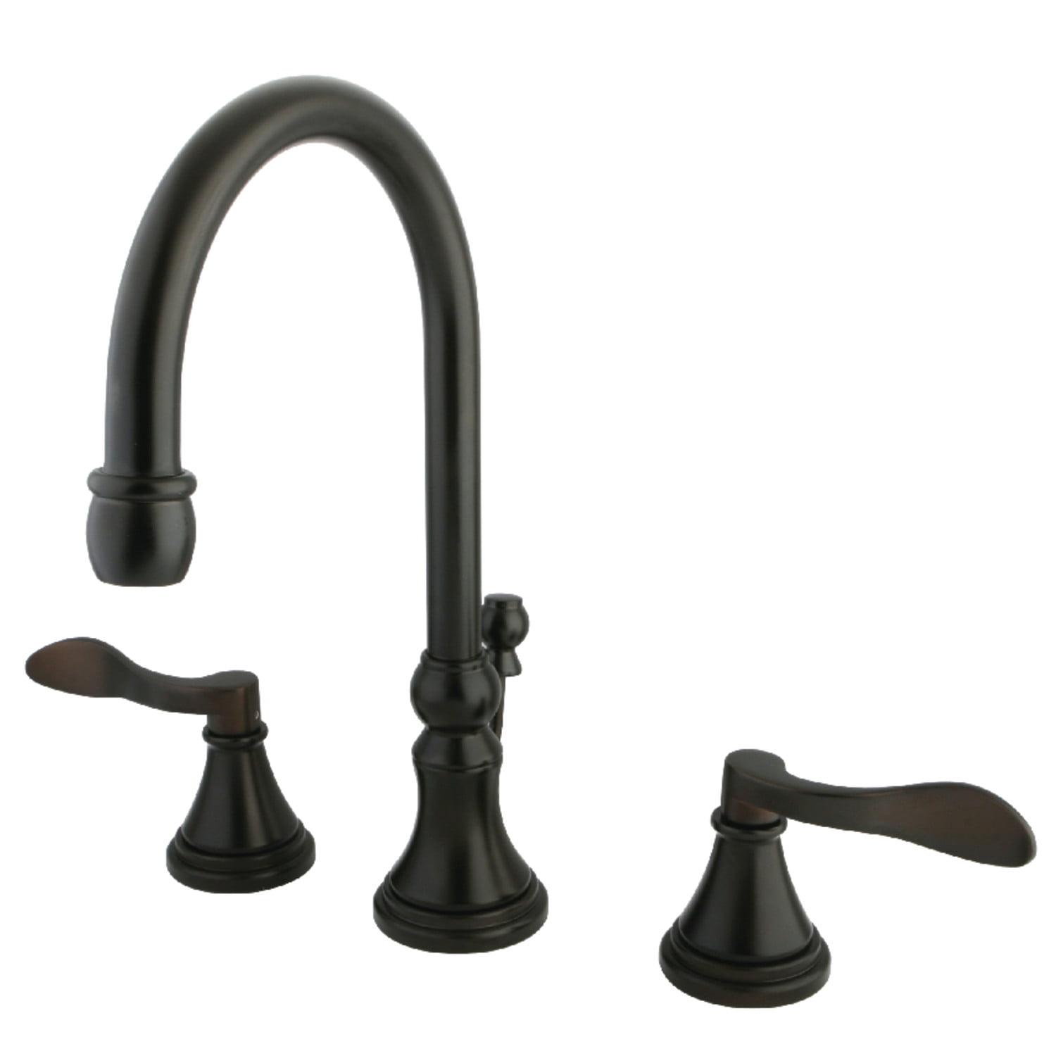 Kingston Brass KS2985DFL NuFrench Widespread Bathroom Faucet with Brass Pop-Up, Oil Rubbed Bronze
