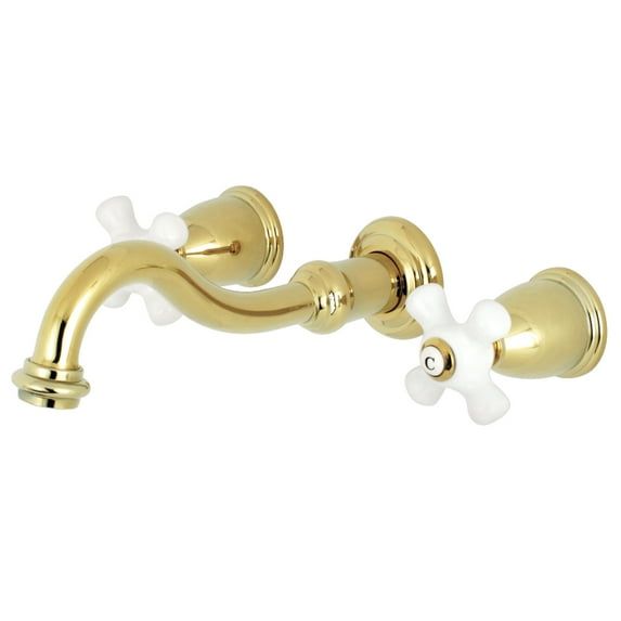 Kingston Brass KS3022PX Restoration Two-Handle Wall Mount Roman Tub Faucet, Polished Brass