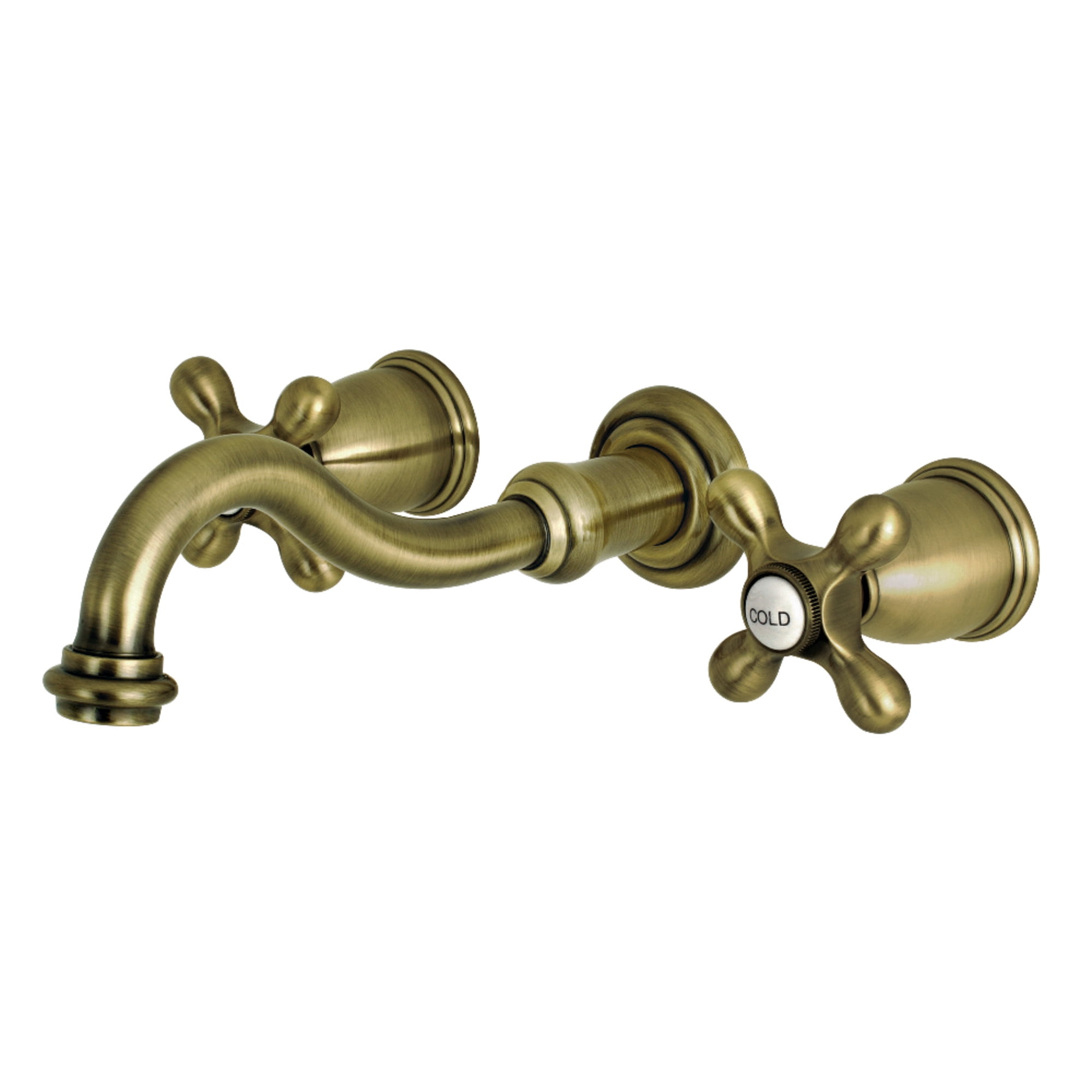 Kingston Brass KS3023AX Restoration Two-Handle Wall Mount Roman Tub Faucet, Antique Brass