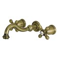 thumbnail image 1 of Kingston Brass KS3023AX Restoration Two-Handle Wall Mount Roman Tub Faucet, Antique Brass, 1 of 4