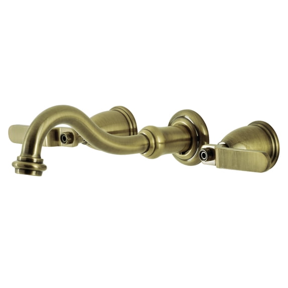 Kingston Brass KS3023KL Whitaker Two-Handle Wall Mount Roman Tub Faucet, Antique Brass