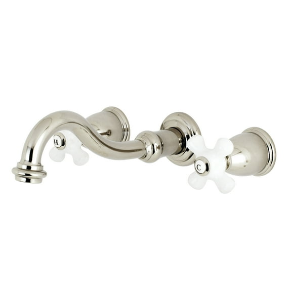 Kingston Brass KS3026PX Restoration Two-Handle Wall Mount Roman Tub Faucet, Polished Nickel