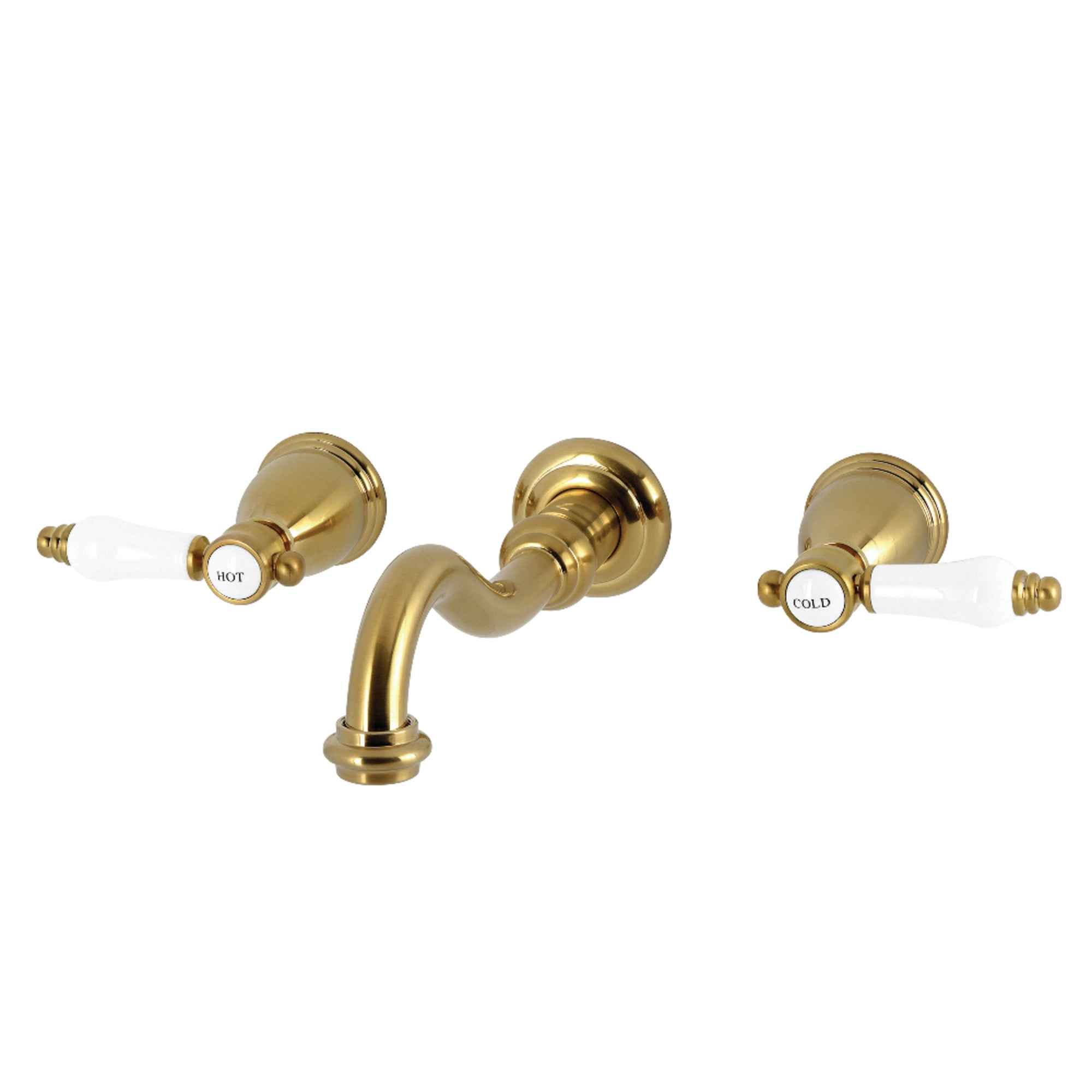 Kingston Brass KS3027BPL Bel-Air Two-Handle Wall Mount Roman Tub Faucet, Brushed Brass