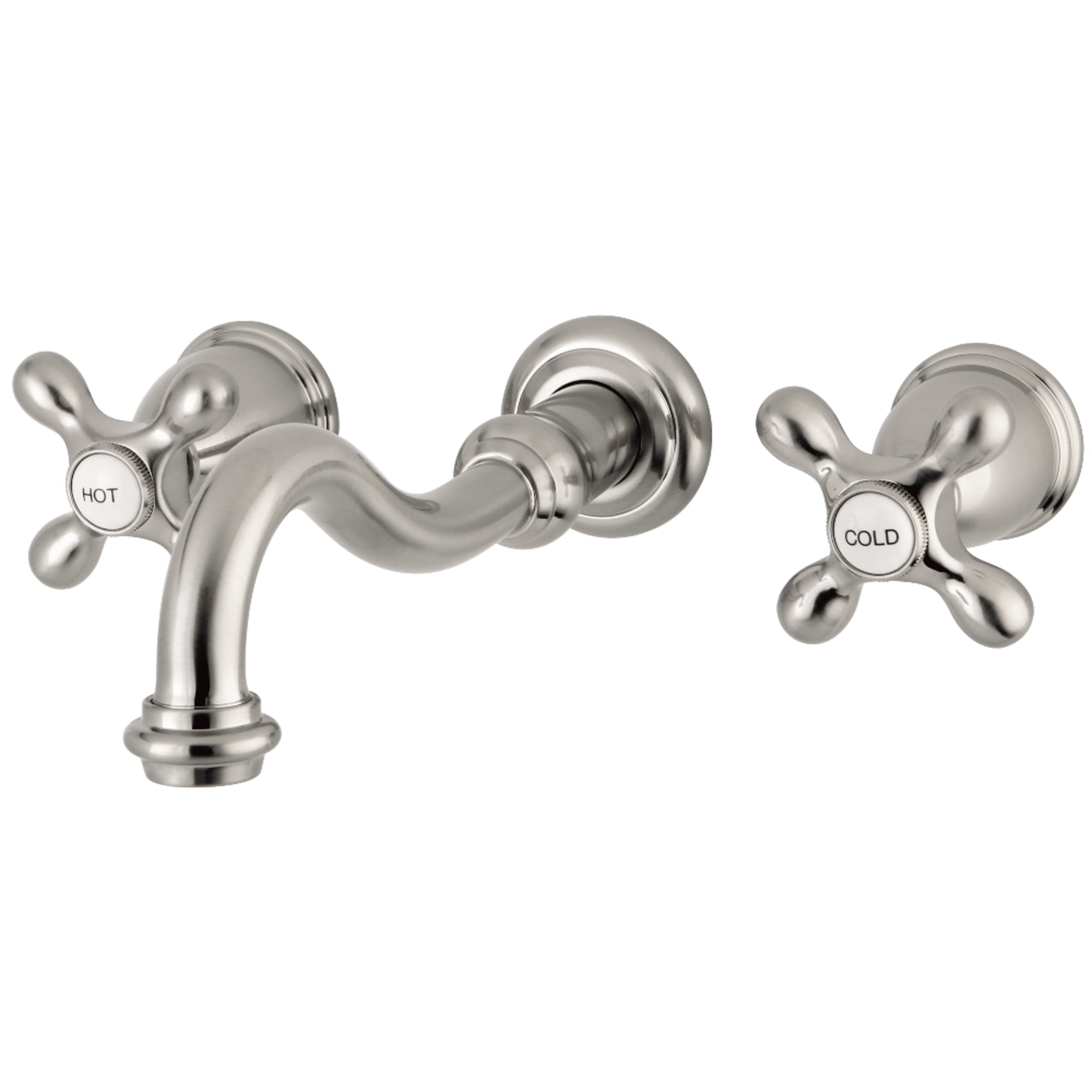 Kingston Brass KS3028AX Restoration Two-Handle Wall Mount Roman Tub Faucet, Brushed Nickel