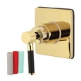 thumbnail image 1 of Kingston KS3042DKL Kaiser Single-Handle Three-Way Diverter Valve with Square Trim Kit in Polished Brass, 1 of 6