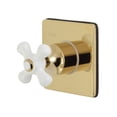 thumbnail image 1 of Kingston Brass KS3042PX Single-Handle Three-Way Diverter Valve with Square Trim Kit in Polished Brass, 1 of 9