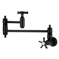 Kingston Brass KS3100NX Hamilton Two-Handle 1-Hole Wall Mount Pot Filler Faucet in Matte Black