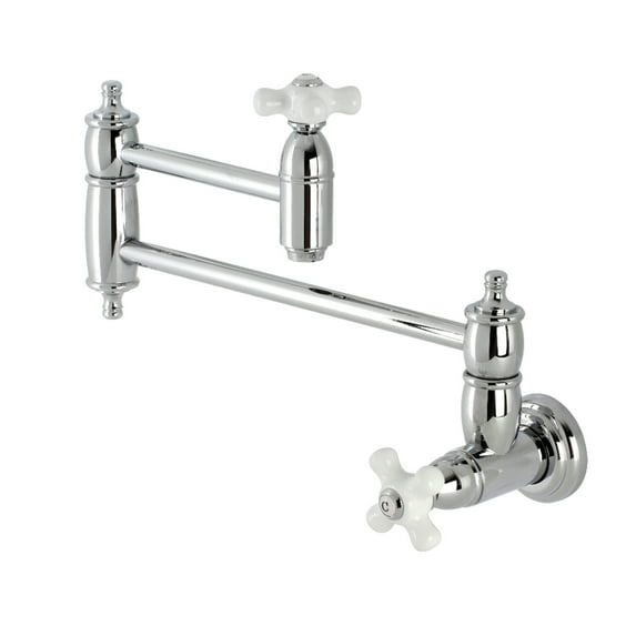 Kingston Brass KS3101PX Restoration Two-Handle Wall Mount Pot Filler, Polished Chrome