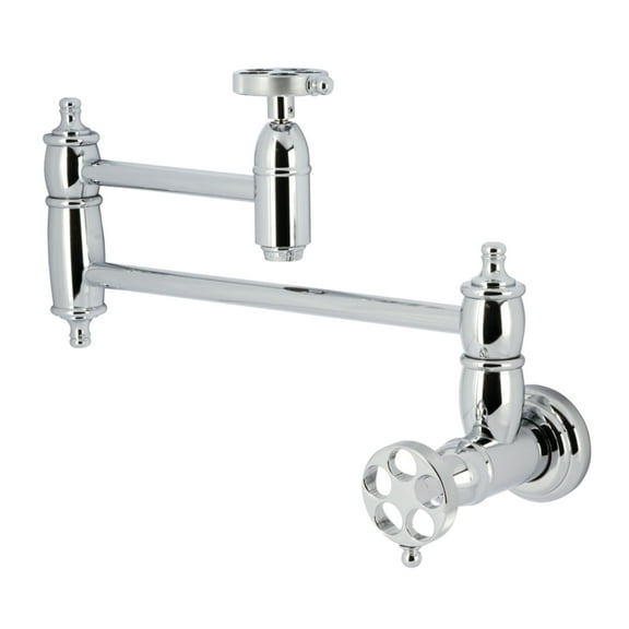 Kingston Brass KS3101RKZ Wendell Wall Mount Pot Filler Faucet with Knurled Handle, Polished Chrome