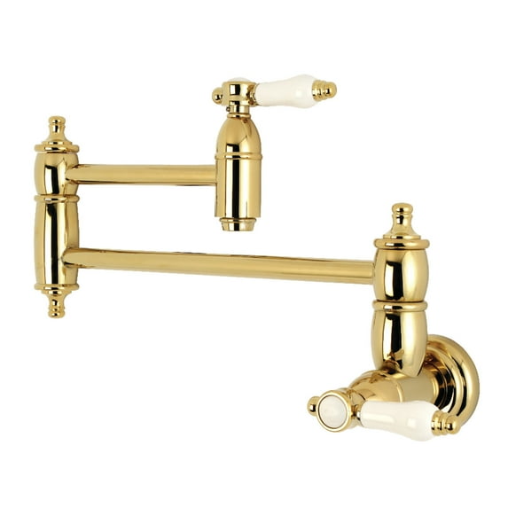 Kingston Brass KS3102BPL Bel-Air Wall Mount Pot Filler Kitchen Faucet, Polished Brass