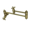 thumbnail image 1 of Kingston Brass KS3103AX Restoration Wall Mount Pot Filler Kitchen Faucet, Antique Brass, 1 of 5