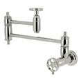thumbnail image 1 of Kingston Brass KS3106RKZ Wendell Wall Mount Pot Filler Faucet with Knurled Handle, Polished Nickel, 1 of 7
