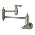 thumbnail image 1 of Kingston Brass KS3108AL Restoration Wall Mount Pot Filler Kitchen Faucet, Brushed Nickel, 1 of 5