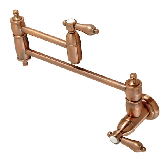 Kingston Brass KS310BALAC Heirloom Wall Mount Pot Filler Faucet, Antique Copper
