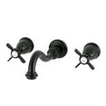 thumbnail image 1 of Kingston Brass KS3120BEX Essex Double-Handle 3-Hole Wall Mount Bathroom Faucet in Matte Black, 1 of 5
