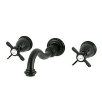 Kingston Brass KS3120BEX Essex Double-Handle 3-Hole Wall Mount Bathroom Faucet in Matte Black