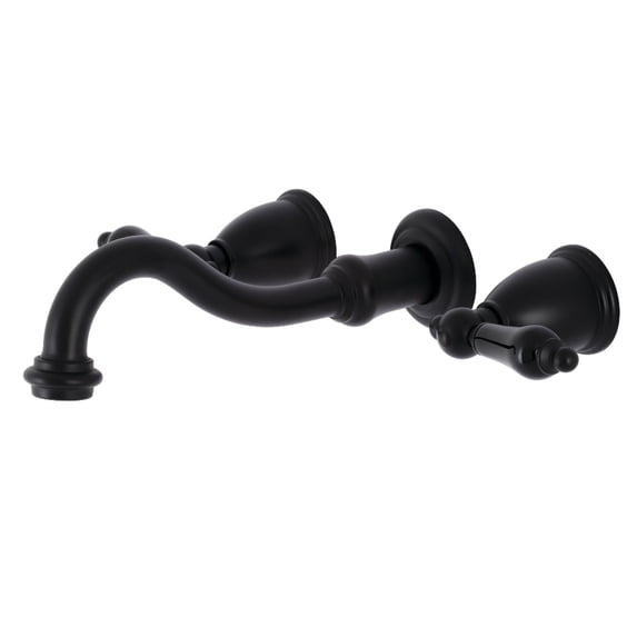 Kingston Brass KS3120PKL Duchess Double-Handle Wall Mount Bathroom Faucet, Matte Black