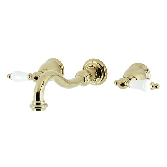 Kingston Brass KS3122PL Vintage 2-Handle Wall Mount Bathroom Faucet, Polished Brass