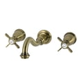 thumbnail image 1 of Kingston Brass KS3123BEX Essex Double-Handle 3-Hole Wall Mount Bathroom Faucet in Antique Brass, 1 of 5