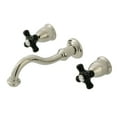 thumbnail image 1 of Kingston Brass KS3126PKX Duchess Double-Handle 3-Hole Wall Mount Bathroom Faucet in Polished Nickel, 1 of 8