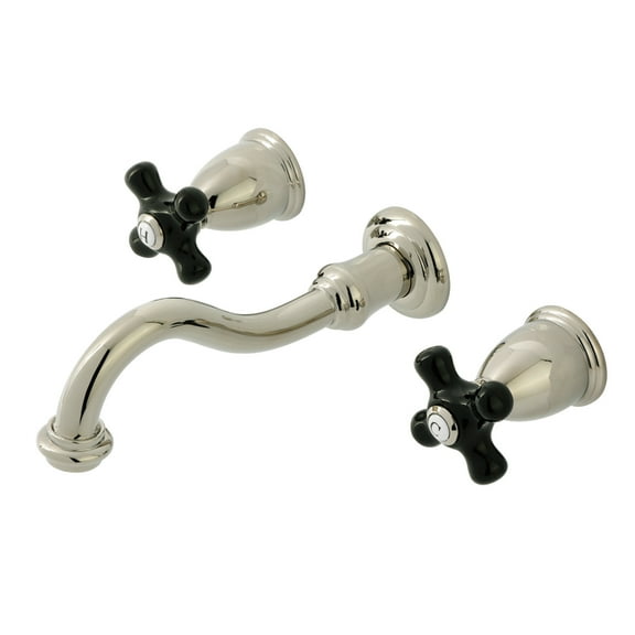 Kingston Brass KS3126PKX Duchess Double-Handle 3-Hole Wall Mount Bathroom Faucet in Polished Nickel