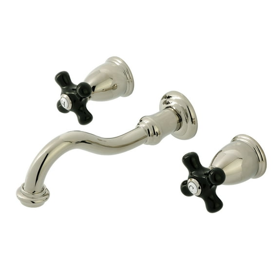 Kingston Brass KS3126PKX Duchess Double-Handle 3-Hole Wall Mount Bathroom Faucet in Polished Nickel