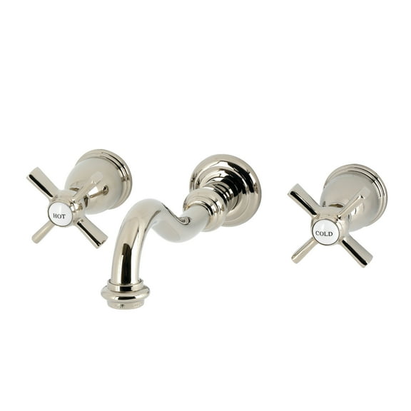 Kingston Brass KS3126ZX Millennium Double-Handle 3-Hole Wall Mount Bathroom Faucet in Polished Nickel