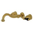 thumbnail image 1 of Kingston Brass KS3127PKL Duchess Double-Handle Wall Mount Bathroom Faucet, Brushed Brass, 1 of 5