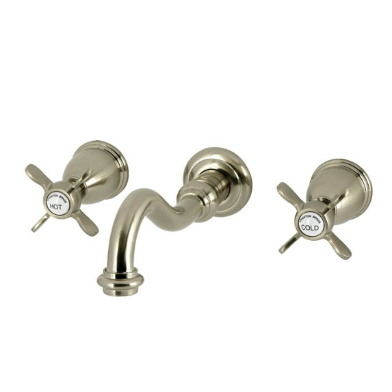 Kingston Brass KS3128BEX Essex Double-Handle 3-Hole Wall Mount Bathroom Faucet in Brushed Nickel