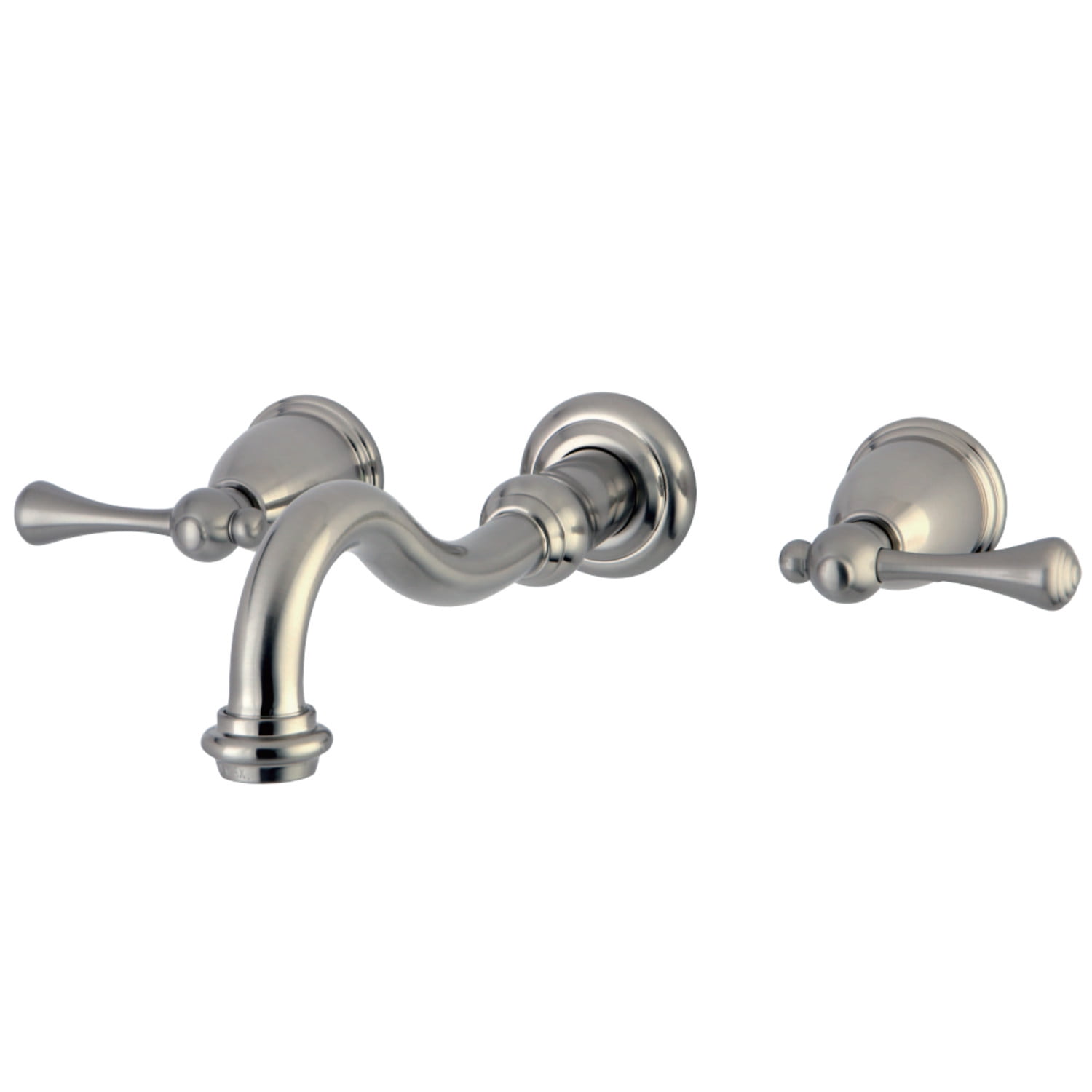 Brushed Nickel Wall Mount Bathroom Faucet with Solid Brass Construction