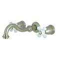 thumbnail image 1 of Kingston Brass KS3128PX Vintage 2-Handle Wall Mount Bathroom Faucet, Brushed Nickel, 1 of 2