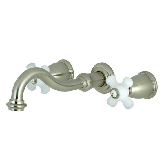 Kingston Brass KS3128PX Vintage 2-Handle Wall Mount Bathroom Faucet, Brushed Nickel