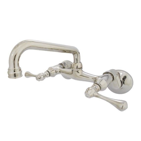 Kingston Brass KS313PN Kingston Two Handle Wall Mount Kitchen Faucet, Polished Nickel