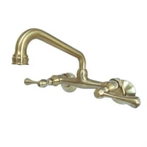 Kingston Brass Kingston 6-Inch Adjustable Center Wall Mount Kitchen Faucet, Brushed Brass