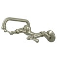 thumbnail image 1 of Kingston Brass KS313SN Kingston Two Handle Wall Mount Kitchen Faucet, Brushed Nickel, 1 of 2