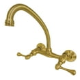thumbnail image 1 of Kingston Brass KS314SB Kingston Two Handle Wall Mount Kitchen Faucet, Brushed Brass, 1 of 2