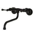 thumbnail image 1 of Kingston Brass KS315MB Kingston Wall Mount Bathroom Faucet, Matte Black, 1 of 2